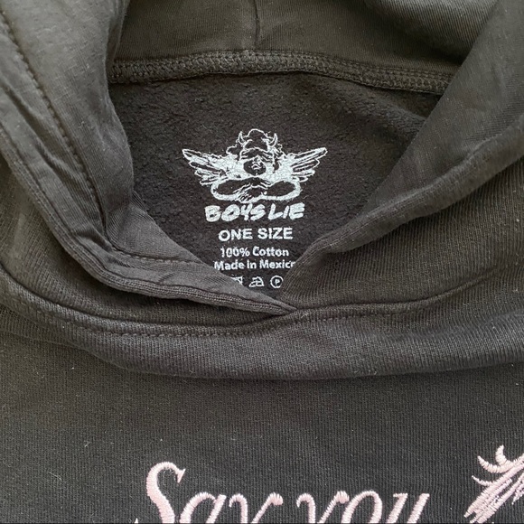 BOYS LIE SAY YOU WANT ME TWOFER BLACK HOODIE OSFA - Picture 7 of 11
